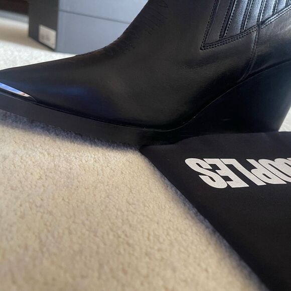 The Kooples Black Leather Ankle Boots French high end brand - Picture 3 of 5